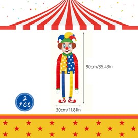 ARTGUTS 2 x Clown Banner Carnival, Clown Decoration, Fancy Dress Party Decoration for Hanging, Colourful Fancy Dress Birthday Party Background, Window Wall Door Decoration, for Indoor Outdoor Birthday