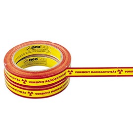 neoLab Acrylate Warning Tape with Print "Vorsicht Radioaktivität", Yellow/Red, 66 m x 19 mm