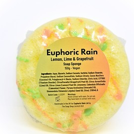 Euphoric Rain Soap Sponge | exfoliating Sponge | Soap sponges Filled with soap | Handmade in The UK | Vegan | Lemon, Lime & Grapefruit