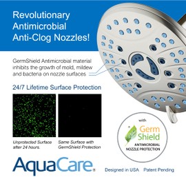 Hotel Spa AquaCare As-Seen-On-TV High Pressure 6-setting 7 inch Rainfall Shower Head with Special Hygienic Anti-clog Nozzles for Cleaner, More Powerful Shower/Satin Nickel Finish