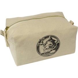 'Cat Drinking from Tap' Canvas Wash Bag/Makeup Case (CS00043141)