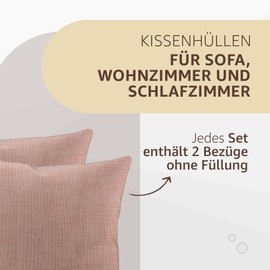 SONIT Cushion Cover 50 x 50 cm Sofa Cushion Decorative Cushion Covers for Living Room and Bedroom Set of 2 Made in Italy Powder