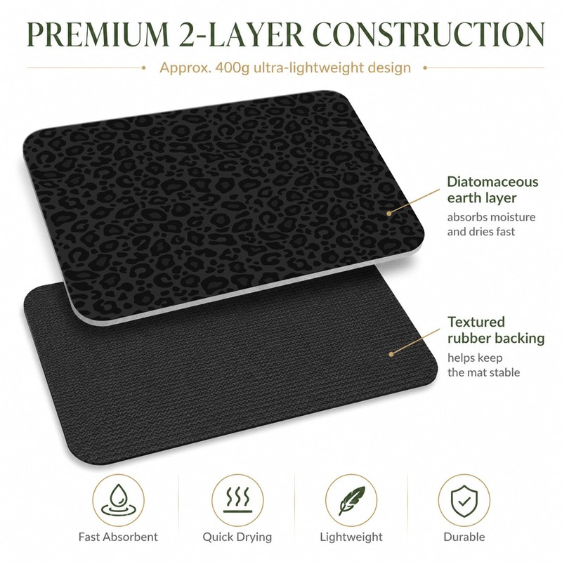 Natural Diatomaceous Earth Bath Mat, Ultra Thin Quick Dry Floor