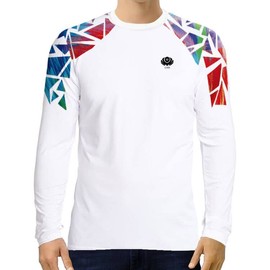 Rashguard Men's Long-Sleeved Shirt Lightweight UPF 50+ UV Protection Shirt for Surfing Swimming Running, Multi White