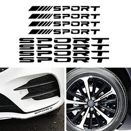 TOMALL 8Pcs Sport Emblem Reflective Stickers for Car Wheels Rims Hub Auto Racing Performance Sport Logo Decals for Car Truck Bumper Door Handle Window Motorcycle Laptop Waterproof Decoration (Black)