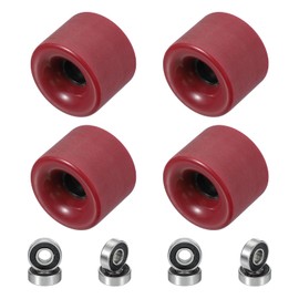 PATIKIL 70mm Skateboard Wheels 1 Set 78A Hardness Street Wheels PU Cruiser Wheels with 608RS Bearings for Skateboards Replacement, Frosted Dark Red