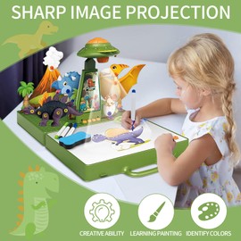 Drawing Projector for Kids, Tracing Projector for Drawing Early Learning Educational Toy Art Supplies for Kids 6-8, Dinosaur Toys for Kids Smart Projection Drawing Board Gift for Boys Girls (Green)