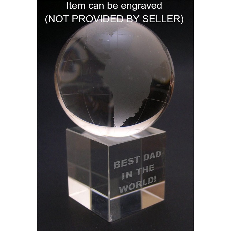 Amlong Crystal World Globe (2.2" Diameter) On Crystal Display Stand