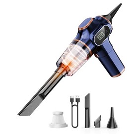 Portable Car Vacuum Cordless Mini Handheld Vacuums Cleaner Rechargeable with LCD Display and Multi-Nozzles, High Power Hand held Cleaners for Car, Home, Office, Sofa, Pet Hair,Keyboard