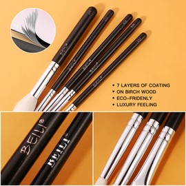 BEILI Eye Brush Set, Eyeshadow Brush, 5 Pieces Eye Makeup Brush Set and 1 Double Sided Eyebrow Brush for Eyeshadow, Eyebrow, Makeup, Cream, Powder, Highlighter