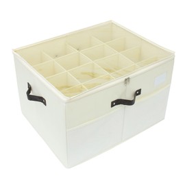 TOOCA BEAR Shoe Organizer for Closet, Foldable Shoe Storage Box Bin w/Adjustable Dividers and Clear Cover,Space Saving Shoes Holder with Reinforced Handles,Fits up to 16 Pairs (White)