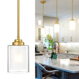TENGXIN Modern Pendant Light, Brushed Gold Modern Pendant Light for Kitchen Island, Hanging Ceiling Light Fixture, Farmhouse Pendant Lighting for Dining Room Bedroom Bar Office,TXPLBG02