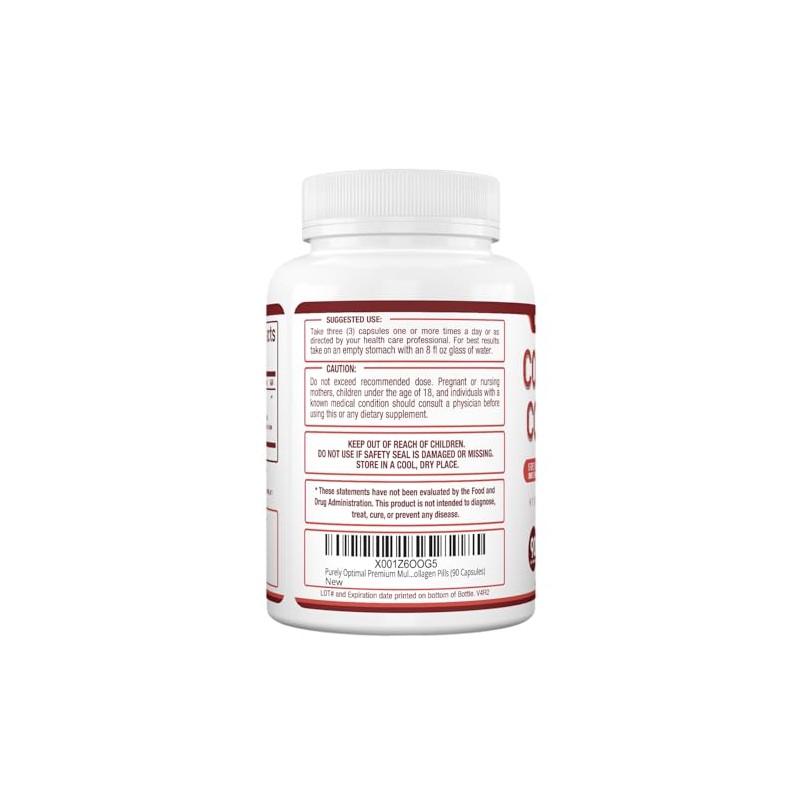 Premium Multi Collagen Peptide Capsules (Types I,II,III,V,X) - Anti-Aging Formula,