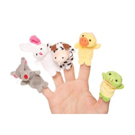 AKORD 10 x Finger Puppets. Animal Shape Hippo, Elephant, Rabbit, Duck, Cow, Dog, Panda, Bear, Mouse, Frog