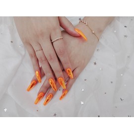 Orange Caramel Homemade Nail Tips  - Short Round /  오렌지카라멜 수제네일팁  - 숏라운드