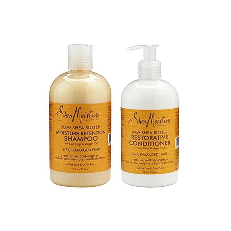 Shea Moisture Raw Shea Butter, DUO set Moisture Retention Shampoo