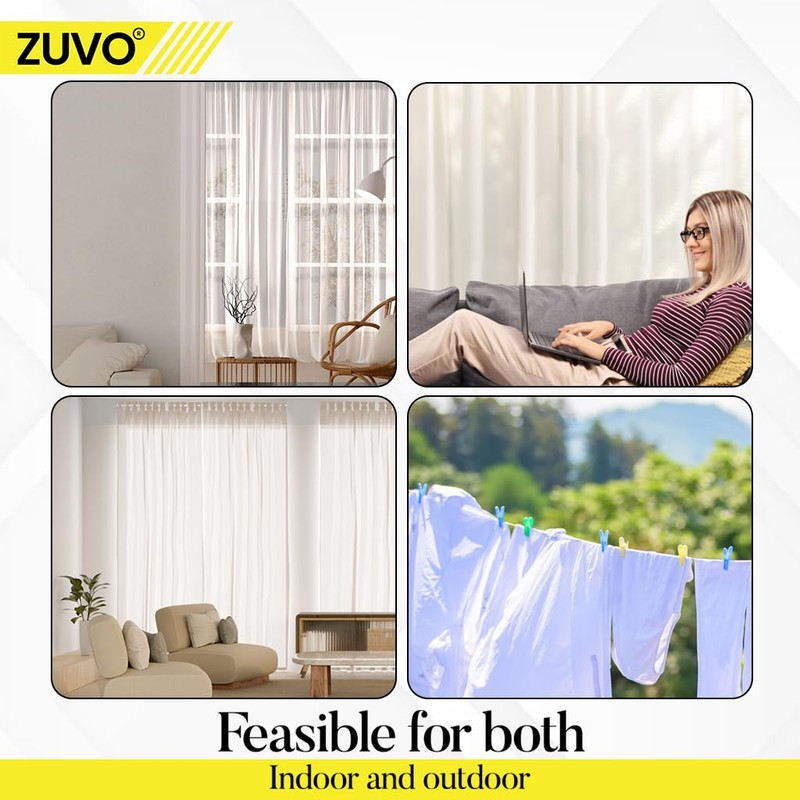 Zuvo Net Curtain Wire with Hooks and Eyes - 3