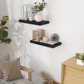 Fun Memories Black Floating Shelves, 9 Inch Deep Floating Shelves for Wall, 16" x 9" Wall Shelves Set of 2, Deep Bathroom Shelves for Home Storage, Wide Black Floating Shelf for Living Room, Kitchen