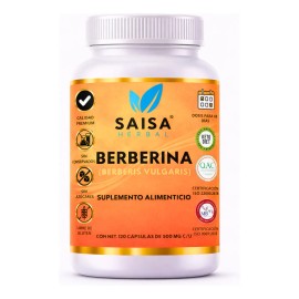 Berberina 100 Pura 120 Cáps Suplemento Alimenticio Saisa Herbal Metabolismo Salud Cardiovascular Control Peso