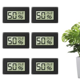 Hydrometer with Thermometer, Mini Hygrometer Digital, Indoor Hygrometer, for Greenhouse/Wine Cellar/Indoor/Home/Laboratories, Pack of 6