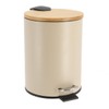 Metal Waste Bin with Fall Brake 2.5 L Taupe Bamboo