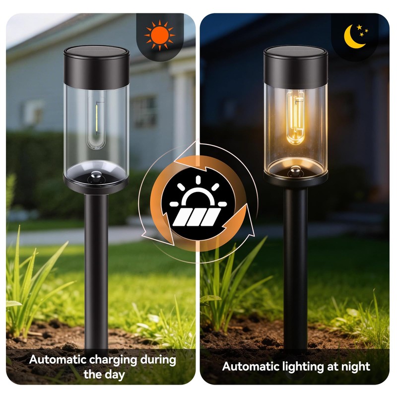 Sunshine Star LED Solar Pathway Lights Outdoor with Metal, 2