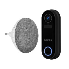 Hombli Smart Wireless Doorbell with Chime 2 with Intercom Function, 140° Angle Camera with HD 1080p Video, Motion Detection & Night Vision, 2.4GHz WiFi, MicroSD, Cloud Storage, IP65 Water Protection