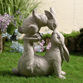 Hi-Line Gift Ltd. Mom & Baby Rabbits Garden Statue Bunny Yard Decor