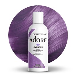 Adore Adore Semi Permanent Hair Color - Vegan and Cruelty-Free Purple Hair Dye - 4 Fl Oz - 090 Lavender (Pack of 1)