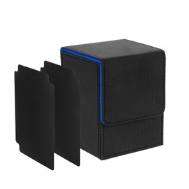 IVODEELA Card Deck Box for MTG, Deck Box, Gathering Card Box for 100+ Cards, Card Storage Case, PU Leather, Strong Magnetic Trading Card Box, Compatible Magic Commander TCG, Black Blue