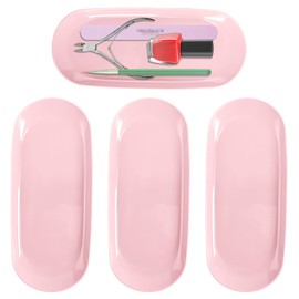 4 Pack Manicure Tools Storage Trays Pink Oval Dish Storage