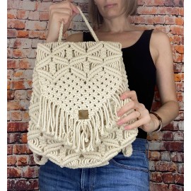 RuthWilde Macrame Backpack Purse Bag Handbag - Handmade Fully Lined -Boho  Woman Girl