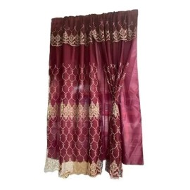 6 Cortinas De Lino Bordadas C/forro 2.30m  Colores A Elegir