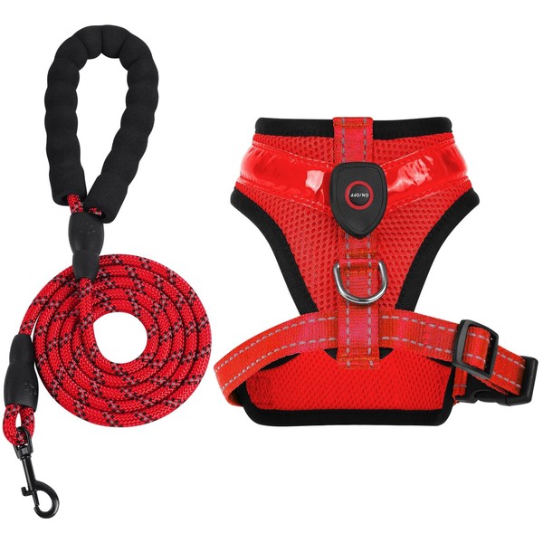 AUAUY Light Up Dog Harness, 3 Modes Rechargeable LED Dog