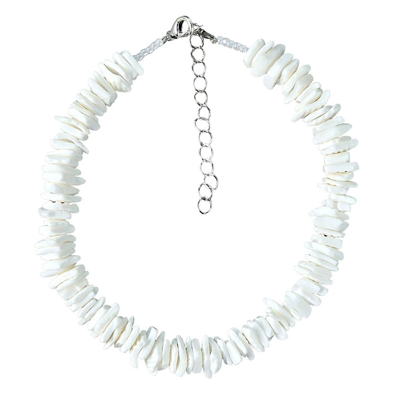 BlueRica Puka Chip Shell Anklet (Solid Color) 10" (White)