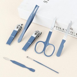 Manicure Set, 7 in 1 Professional Nail Clippers Scissors Pedicure Kit, Stainless Steel Nail Care Tools with Case, Portable Manicure Grooming Kit Christmas Stocking Stuffers Gift for Women (Blue)