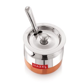 Hazel Stainless Steel Oil and Ghee Container with Spoon for Kitchen | 300 ml Multipurpose Oil Container