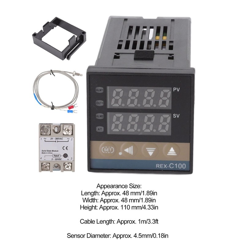 Digital PID Thermostat Temperature Controller Long 100V‑240V and 3.3ft M6
