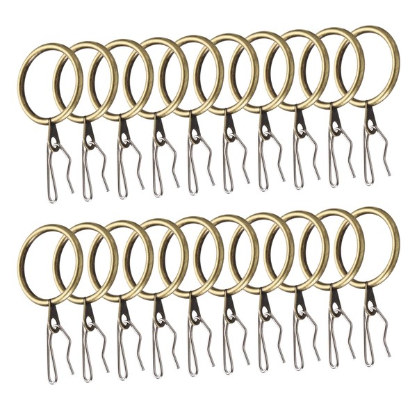 uxcell 40pcs 1.2-Inch Inner Diameter Metal Curtain Hook Rings Bronze