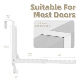 Over The Door Hangers, Over Door Hooks for Hanging, Small Space Dual Folding Portable Extra Long Over Door Clothes Hanger for Clothes, Hats, Bags and Towels (2Pack,White(Update))