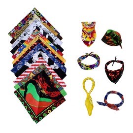 12pcs 100% Cotton Multi-Purpose Bandanas for Men with Unique Pattern,Soft Cotton Face Mask Protection bandana, Unsex Bandanas Head Scarf 21.5"x 21.5" for Party Favor, Headband Handkerchiefs for Dust, Sports, Outdoor