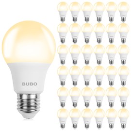 BUBO A19 LED Light Bulbs, 60 Watt Equivalent LED Bulbs, Soft White 2700K, 800 Lumens, E26 Standard Base, Non-Dimmable, 8W Soft White LED Bulbs for Bedroom Living Room Home Office, 36 Pack