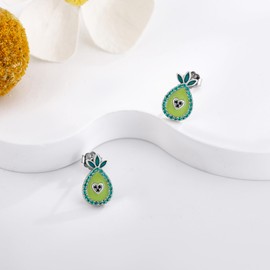 DAYLINLOVE Avocado Ear Tips 925 Silver Avocado Ear Tips Avocado Jewellery Gifts for Girls Avocado Lovers, 2017, Cubic Zirconia