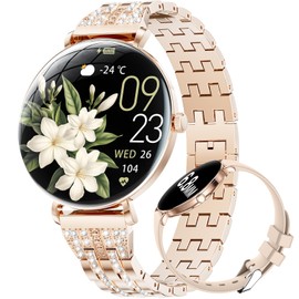LIGE Ultra-Thin Smart Watch for Women(Answer/Make Calls),1.43" Fitness Tracker Watch with Heart Rate,Clories Tracker 100+ Sports Modes,Always-on Display Women Smartwatch for Android iOS Gold Diamonds
