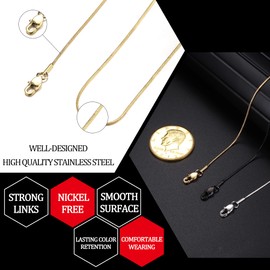 FIBO STEEL 0.9mm Stainless Steel Mens Womens Necklace Snake Chain 3 Pcs a Set, 32 inches