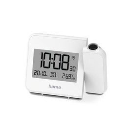Hama Hvar Projection Alarm Clock Digital Radio-Controlled Clock Wall or Ceiling Projection White
