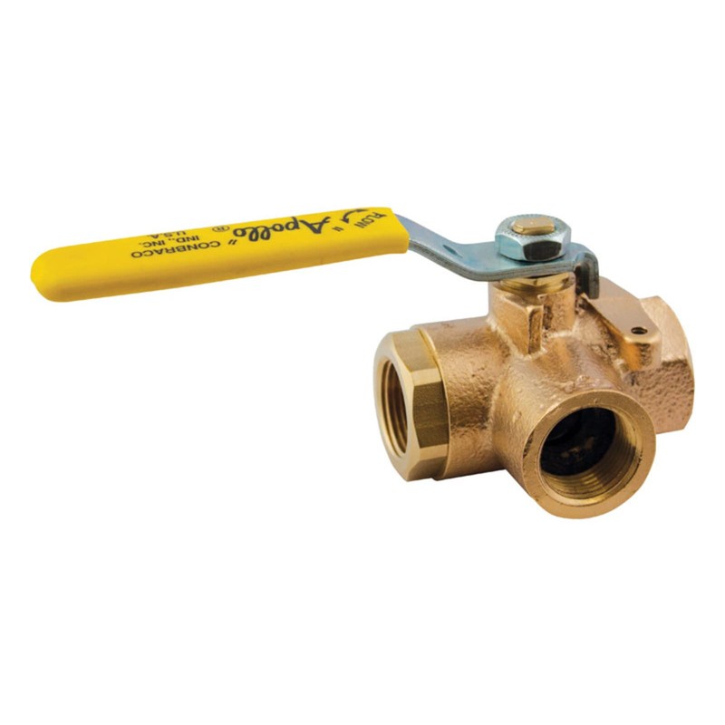 Apollo 1-1/4 Bronze Threaded 3-Way Ball Valve