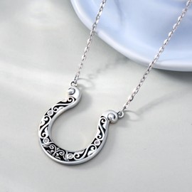 PROESS Horseshoe Necklace 925 Sterling Silver Turquoise Horseshoe Pendant Chain Lucky Charm Western Jewellery for Men and Women, Sterling Silver, No Gemstone