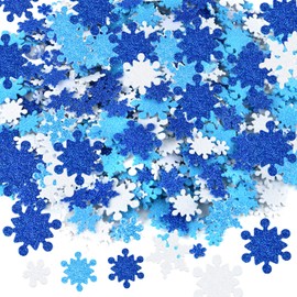 Coopay 600 Pieces Glitter Foam Snowflake Stickers Self-Adhesive Snowflake Stickers Decals for Christmas Decoration, DIY Craft Projects, Assorted Color and Sizes