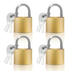 Shackle Length 4 Pack Gold Padlocks, 32mm Wide Stainless Steel Small Locks with Keys for Toolbox